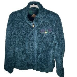 Pendleton Blue Teddy Sherpa Plaid Full Zip Long Sleeves Pockets Jacket Sz Large